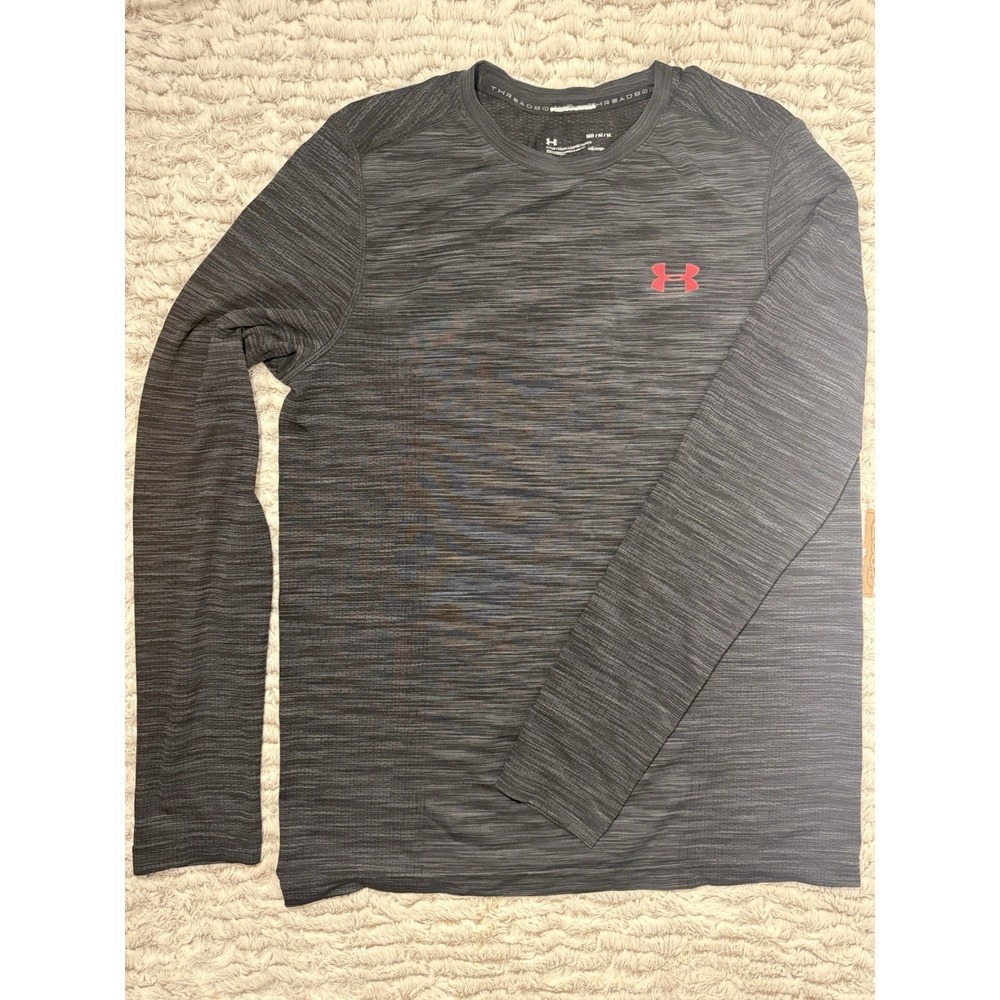Gray Under Armour Threadborne Long Sleeve Athletic Fitted Shirt Men's M Medium